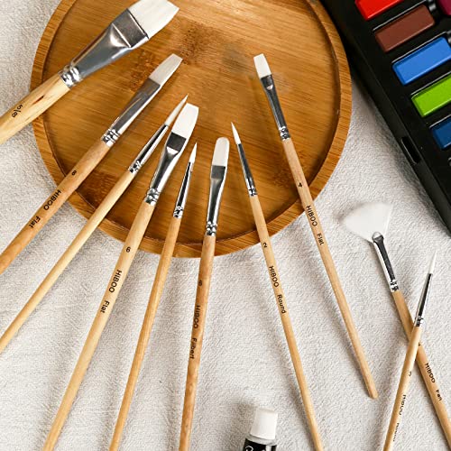 HIBOO Paintbrush Set-10 Art Nylon Hair Artist Painting Brush for Acrylic Watercolor and Gouache Painting