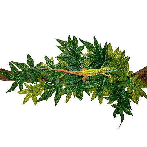 Reptile Plastic Plants Leaves , Habitat Aqurium Amphibian Accessories Enclosure Decor Tank Decoration Vines for Climbing,Reptiles Glass Terrarium Decorate Grass Leaf With Suction Cup Fish Aquatic Pets - Thumbnail 5