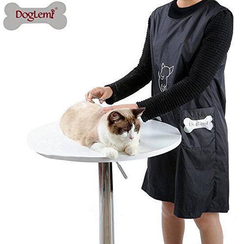 DogLemi Pet Cat Dog Grooming Gown Apron Waterproof Groomer Vest Apron with Front Pocket XL Black
