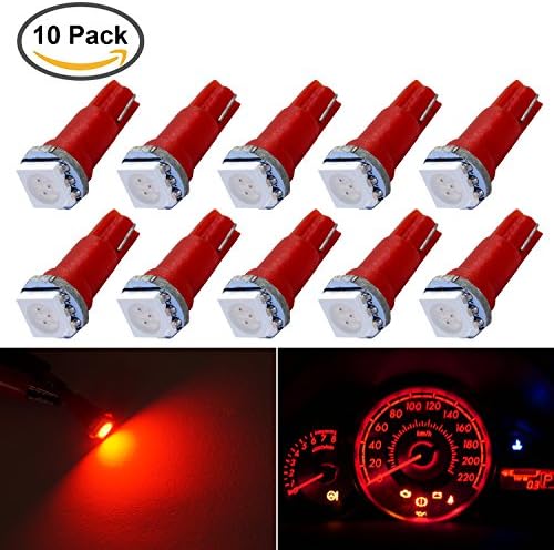 10 X T5 5050 SMD 74 17 18 37 70 2721 LED Instrument Panel Dash Light Bulb Gauge Cluster Lamps,Red