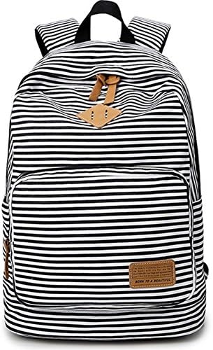 LLygezze Lightweight Canvas School Backpack Daypack Travel Bag for Teen Girls Boys (Black)