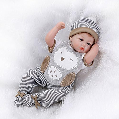 Prezzo Nicery Reborn Baby Reborn Bambino Reborn Bambola Morbido Silicone Vinile 22inch 55 Centimetri Magnetica Bocca Realistica Della Ragazza Del Giocattolo Animale Grigio Reborn Doll A3IT Offerte