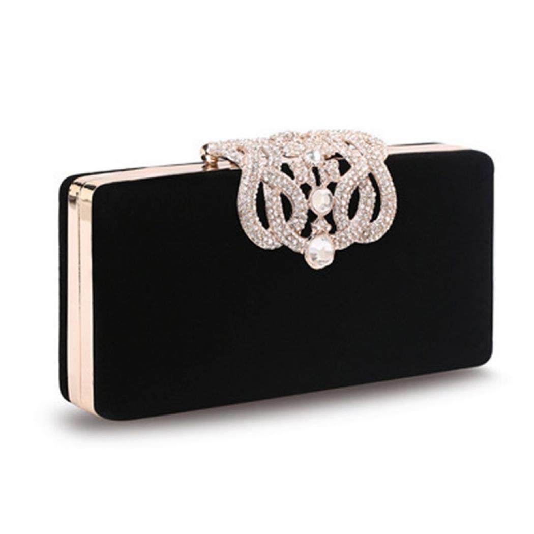 LIRENSHIGE Evening Bag,Womens Crystal Diamante Clutch Bag Ladies Bridal Wedding Party Purse Handbag,Sparkly Clutch Bag Beaded for Bridal Party Prom Wedding (Black)