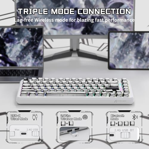 ATTACK SHARK X82PRO HE 75% Wireless Gaming Keyboard with Quick Trigger, Hall Effect Magnetic Switch Keyboard with Adjustable Actuation RT 0.01 mm, 8 KHz, Hot-Swap, RGB, Gamer (Comic)