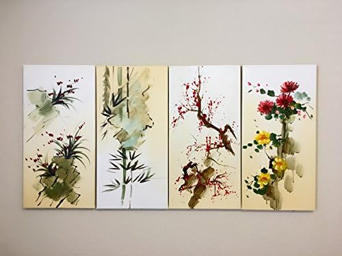 Living Room Bedroom-Hand Painted Oil on Canvas with Blossoms and Bamboo Wall Art. Ready to Hang