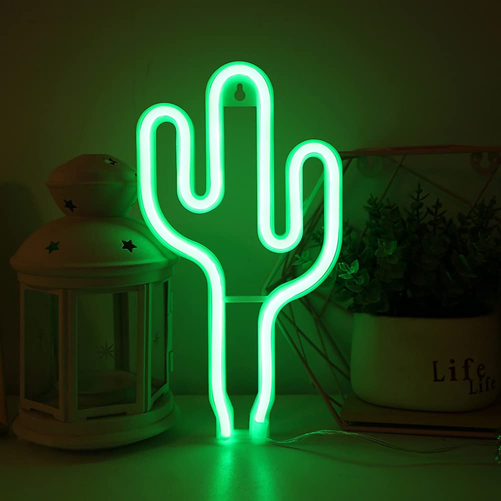 Colording LED Green Cactus LED neon Sign Neon Light Neon Light Wall Decor Neon Lamp Night Lights for Children Kids Bedroom Home Decoration Party Indoor Night LED Decorative Lights-Cactus