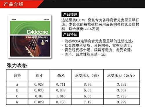 4 DAddario+EJ87S+Titanium+Ukulele+Strings