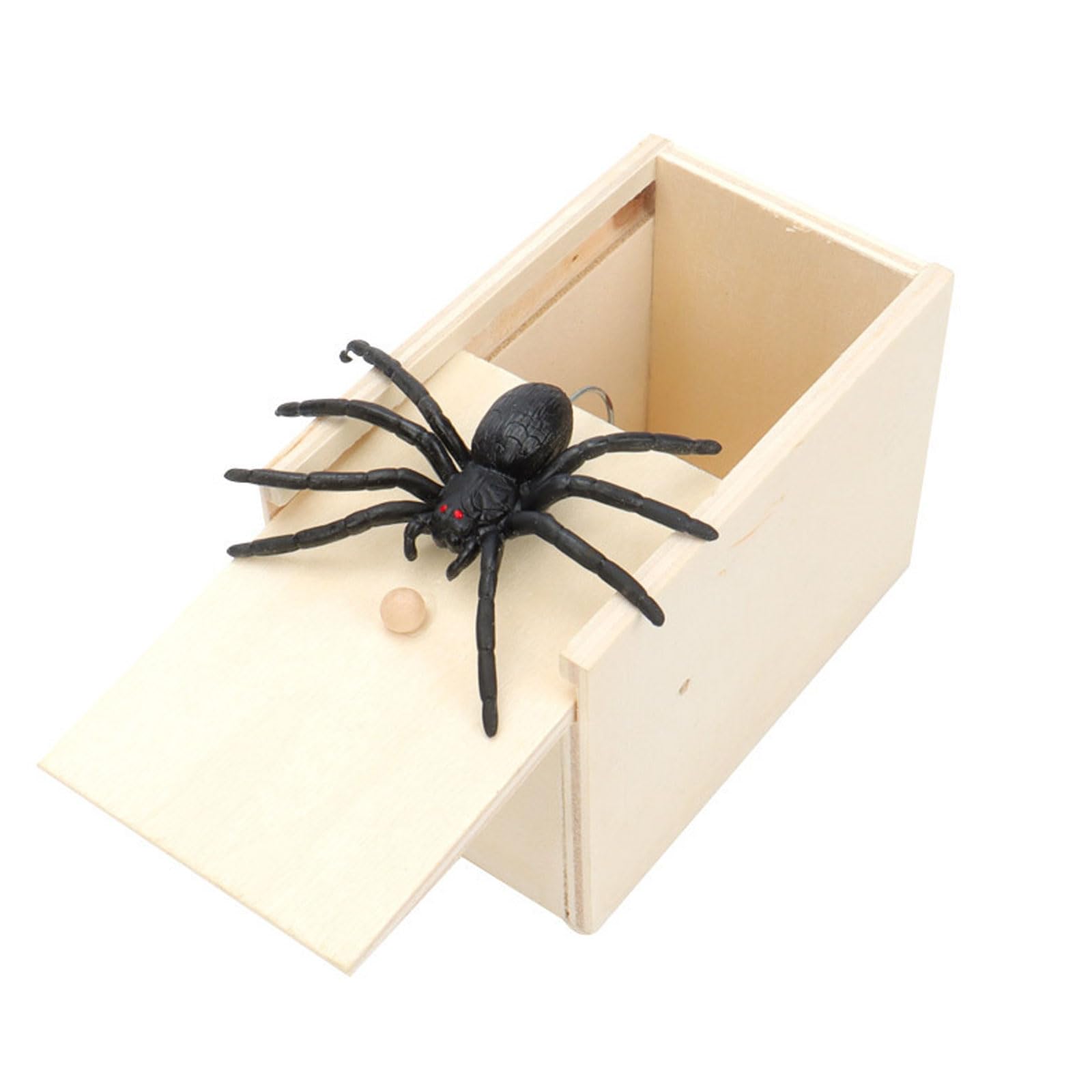 Spider Scare Prank Box,AWAVM 1PCS Handmade Fun Joke Scarebox Toy, Hilarious Wooden Scare Box,Practical Toy Prank for Adults