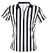 Mato & Hash Women's 1/4 Zip-Up Quarter-Zip Referee Short Sleeve Ref Tee Shirt - Black/White CA1500 L