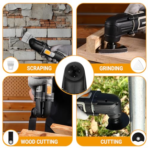 Utensile Multifunzione Oscillante: DEKOPRO 300W Strumento Oscillante Kit 3000-22000OPM Elettro Multiutensile a Fili, 6 Velocità Regolabili, 3° Angolo di Oscillazione, per Legno, Plastica e Metallo