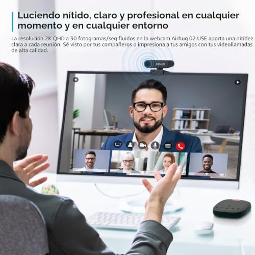 AIRHUG 2K Webcam Without Microphone with Privacy Cover, USB Webcam for Computer and Laptop Plug & Play Webcam without Audio, 78° Wide Angle Webcam for Streaming and Conferencing