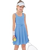 Haloumoning Girls Sleeveless Tennis Dress Kids Athletic Elastic Waist A-Line Workout Golf Dresses 4-14 Years
