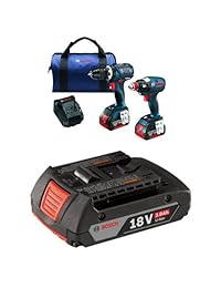 Bosch clpk251 181 18 V, 2 Combo Kit de herramientas con 1 4" y 1 2" Socket Ready atornillador de impacto y 1 2" martillo taladro conductor, azul