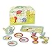Slimy Toad Wiggly Bug Metal Tea Set & Carry Case Toy (14 Piece Kids Tea Set) Green, Blue, Yellow, Red