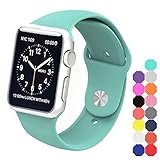 XIYA Soft Silicone Replacement Sport Band for Apple Watch for 2 Lengths, (Mint Green,42mm)