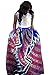 Women's African Print Pleated Maxi Dress Ball Gown Length Skirt Purple Medium