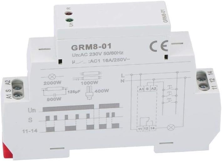 Din Rail Impulse Relay, AC 230V with LED Simple Impulse Memory Relay Impulse Relay, 90 * 18 * 64Mm for Grm8-01 A1-S 35Mm Din Rail