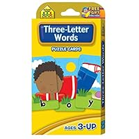 School Zone - Three-Letter Words Flash Cards - Ages 3 and Up, Letters, Letter Recognition, Word Recognition, Spelling, and More