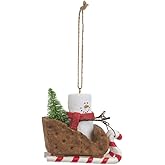 Ganz S'Mores Graham Cracker Sled Christmas Tree Ornament 3 Inch Multicolor