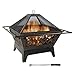 Sunnydaze Northern Galaxy Outdoor Fire Pit - 32 Inch Large Square Wood Burning Patio & Backyard Firepit for Outside with Cooking BBQ Grill Grate, Spark Screen, and Fireplace Poker primary