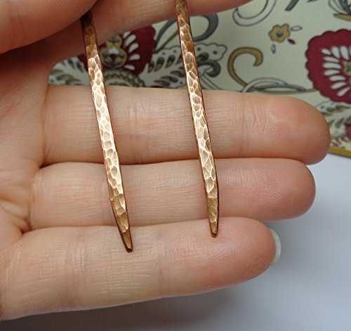 Copper Hair Fork, U-shape Hammered Metal Hair Pin for Bun, Choose Your Size, Handmade Boho Accessory - Thumbnail 6