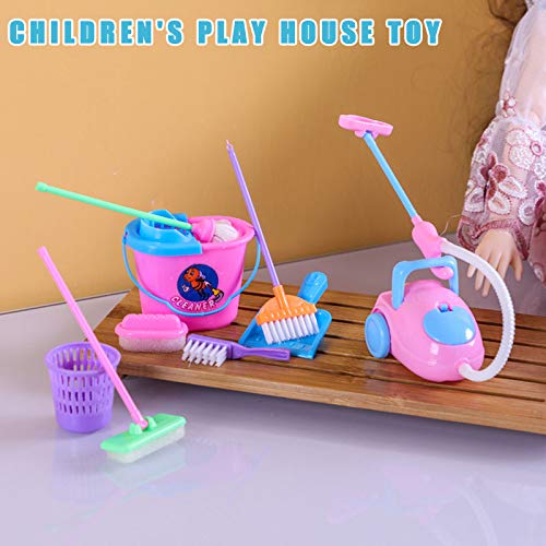 Tenrry 9 Pcs/Set Kid Pretend Play Mini Housekeeping Tools Kitchen Home Cleaning Broom Brush Toy - Thumbnail 7