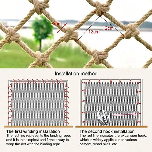 SSWZHANG Braided Net Hemp Protection Net Indoor Hemp Rope Decorative Net for Playground Protection Net Cargo Nets in Giant Gaming Net (Size:1 x 6 m x 3 x 20 ft))