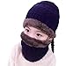 JOYEBUY 2 PCS Kids Boys Girls Hat and Scarf Set Warm Snow Knit Beanie Slouchy Skull Cap and Circle Scarf (Navy Blue)