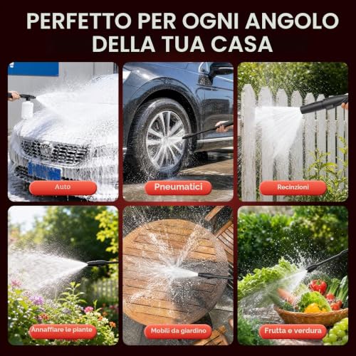 2000W Pressure Washer, Max 150 Bar Portable Pressure Washer with Foam Cannon and 10 m Tube, Electric Jet for Car, Terrace, Driveway, Fence, Floor Cleaning, Red