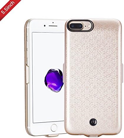 Portable Wireless Battery Charger Case for iphone 8plus/7plus/6plus/6s plus, Huafly 10000mAh Battery Charger Power Bank Case Cover for 5.5 Inch(Gold)