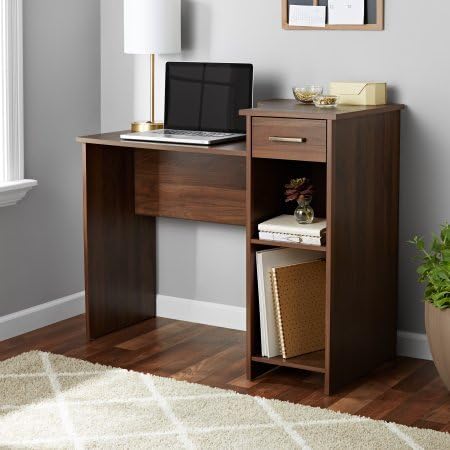 Mainstays Student Desk Home Office Bedroom Furniture Indoor Desk, Canyon Walnut