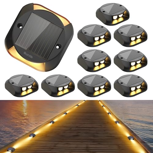 Solar Decking Lights 4 Pack, Warm White Solar Ground Light IP65 Waterproof, Pressure Resistant 3 Tons Driveway Lights for Stair Garden Step Pathway Walkway Patio Front Door,4packs