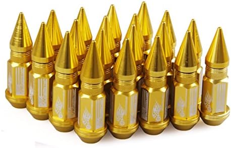Aksautoparts 20pcs M12x1.5 Aluminum Spike Extended Nut Refit Wheel Lug Nuts Extended Tuner Wheels/Rims for Honda,Mitsubishi,Toyota, Mazda etc (Gold, M12x1.5)