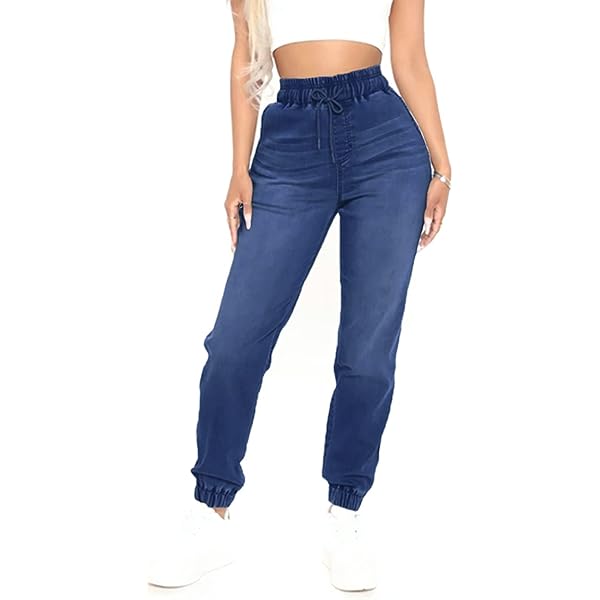 Coco And Carmen Jeans All Over Ripped Drawcord Denim Joggers