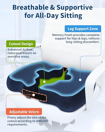 HOMCA Foldable and Adjustable Anti-Bedsore Pillow, Memory Foam Coccyx Cushion for Bedridden People and Long Sitting Periods (Blue)