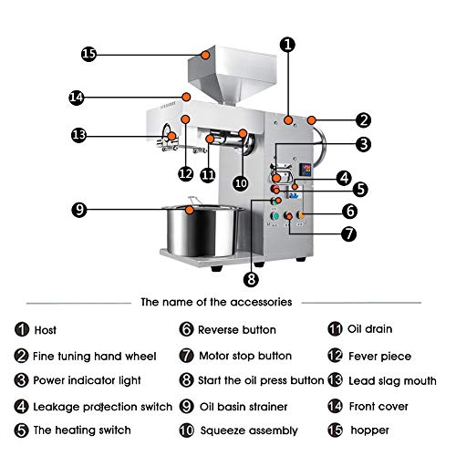 3000W Commercial Peanut Oil Press Machine Industrial Automatic Sunflower Extractor Screw Press Rapeseed Presser Oil Seed Expeller Maker for Nut Castor Coconut Pumpkin Olive Canola Sesame - Thumbnail 7