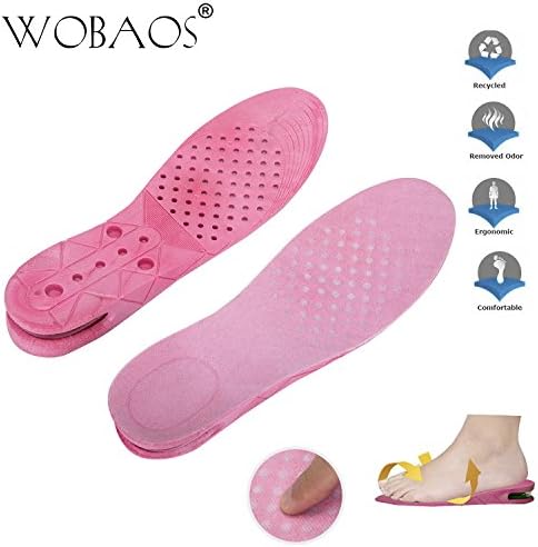 Unisex Increase Insole 3 Layer Height Shoes Heel Full Insert Lift Elevator Air Cushion Pad 7cm (Approximately 2.8 inches) Taller for Adult Men Women Size USA 4.5-9 (Pink)
