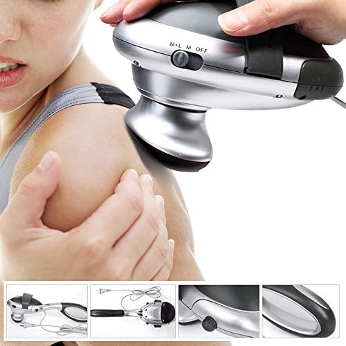 Mocatrend Detachable 2-in-1 Electric Deep Tissue Massager w/Heating Function, Adjustable Massage Intensity Levels & Interchangeable Massage Heads 2-in-1 Electric Handheld Massager with Heat