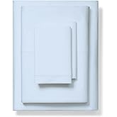 1000-Thread-Count 100% Pure Cotton Bed Sheets -4 Pc Queen Size Light Blue Sheet Set, Single Ply Long Staple Combed Cotton Yarns, Best Luxury Sateen Weave, Fits Mattress Upto 17'' Deep Pocket