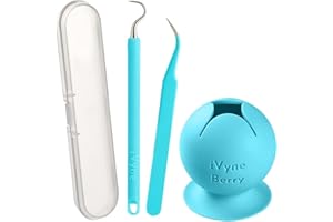 iVyne Berry and Silicone Weeding Tools - Suction Vinyl Weeder, Craft Tweezer, Scrap Collector Holder, Storage for Cricut, Silhouette Accessories - Blue