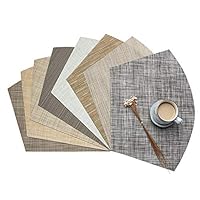 Vogana Fan Table Placement Set of 8 Woven Vinyl Washable Heat Resistant Table Decoration Outdoor Place Mats
