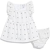 Splendid Baby Girls' Fresh Floral Short-Sleeve Ruffle Shoulder Dress with Diaper Cover