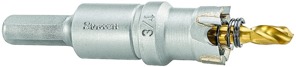 Starrett Tungsten Carbide Tipped Hole Saw, SM19 Sheet Metal Cutter With Arbor & Pilot Drill Bit