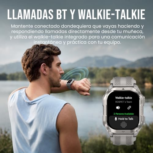 KOSPET Pulse 2 Smartwatch with GPS, 5 ATM and IP69, 15 Days Battery | AMOLED Military Smartwatch 1.96 Inch Heavy Duty LED Flashlight 170+ Sports Heart Rate Sleep for Android iPhone