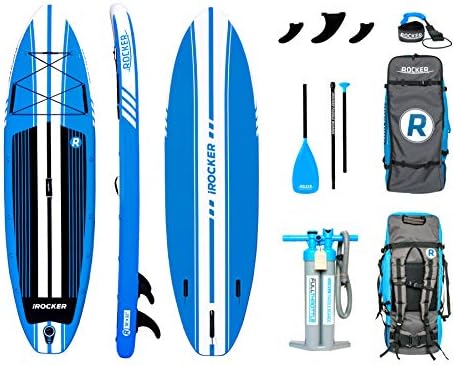 iROCKER All-Around Inflatable Stand Up Paddle Board 10' Long 32" Wide 6" Thick SUP Package