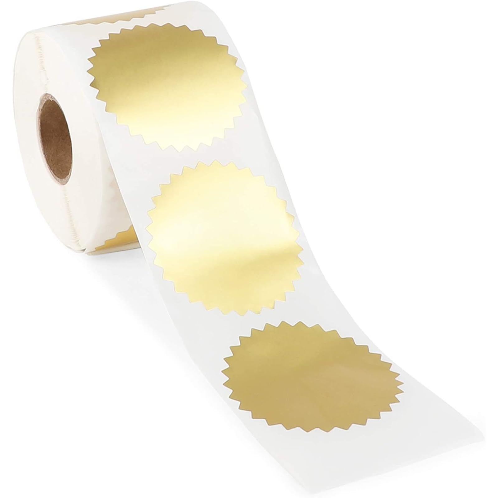 500-Count of Gold Foil Round Retail Sealing Stickers with Sunburst Edges, 5 cm in Diameter Each