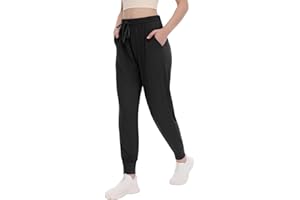 TNNZEET Women's Joggers with Pockets - High Waisted Sweatpants Tapered Leg Drawstring Lightweight Athletic Pants