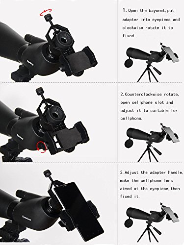 Universal Phone Spotting Scope Adapter Mount Compatible with Binoculars Monocular Spotting Scopes Telescopes and Microscopes #81054