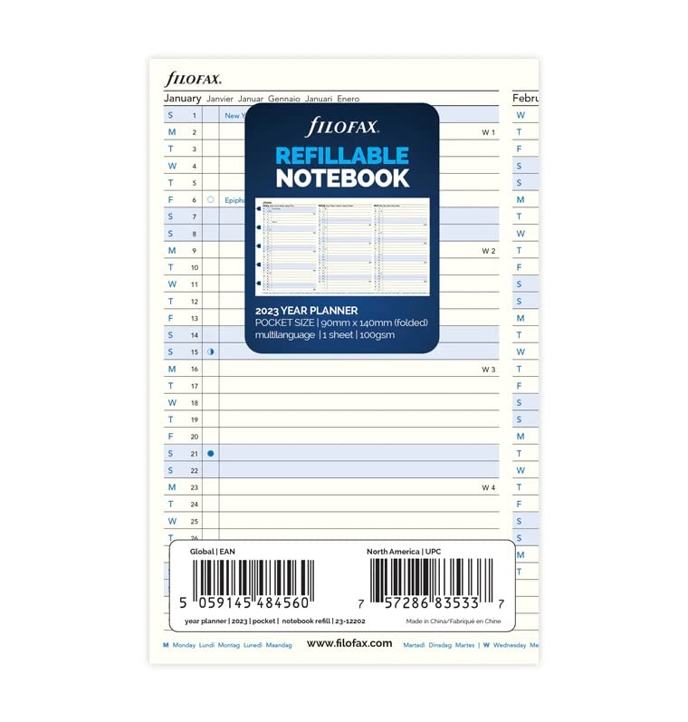 Filofax Pocket Notebook Year Planner 2023