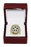 DALLAS COWBOYS (Roger Staubach) 1971 SUPER BOWL WORLD CHAMPIONS Vintage Rare & Collectible High-Quality Replica NFL Football Gold Championship Ring with Cherrywood Display Box